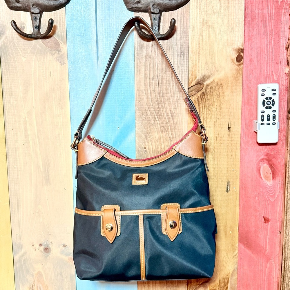 Dooney & Bourke Black Nylon Shoulder Bag with Leather Trim EUC​
